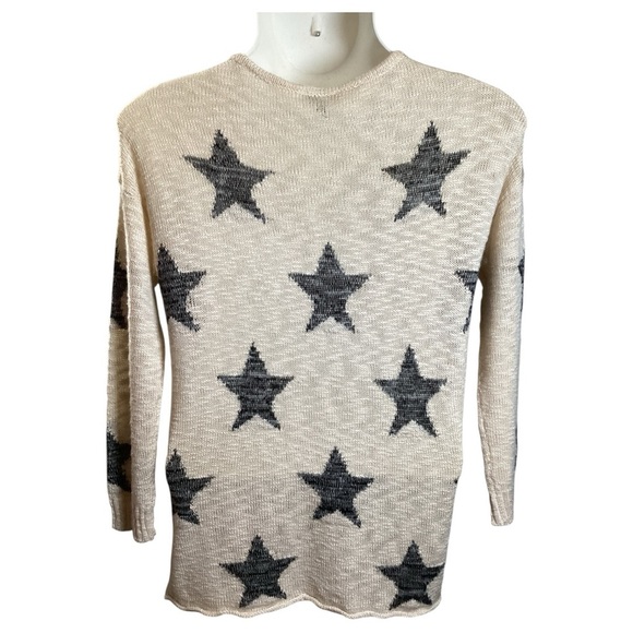 Chic Starry Beige and Gray Women's Sweatshirt, Plus Size 1X - Picture 2 of 8